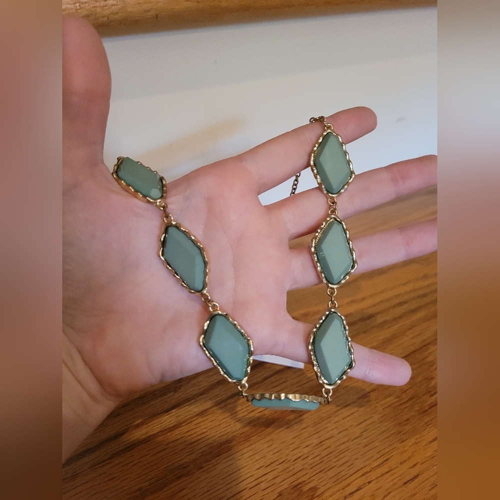 NEW Pastel Green & Gold Necklace